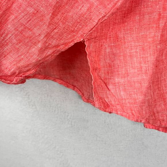 Sigrid Olsen Linen Tunic Shirt Women's 3X Deep Coral Roll-Tab Sleeves Lagenlook - Picture 7 of 10